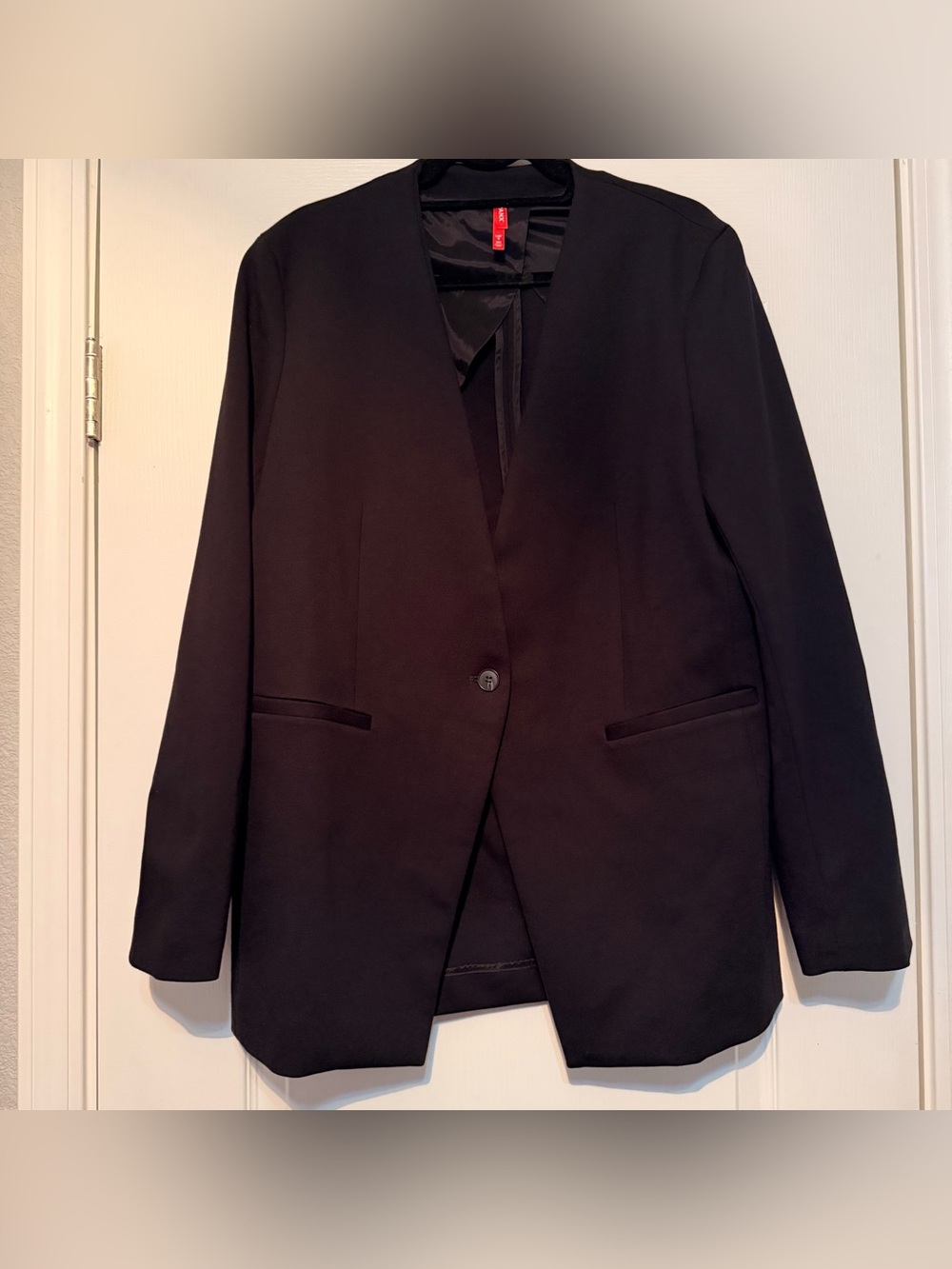 Spanx Blazer Womens Perfect Collarless Black Oversized Stretch Sz Large NWOT